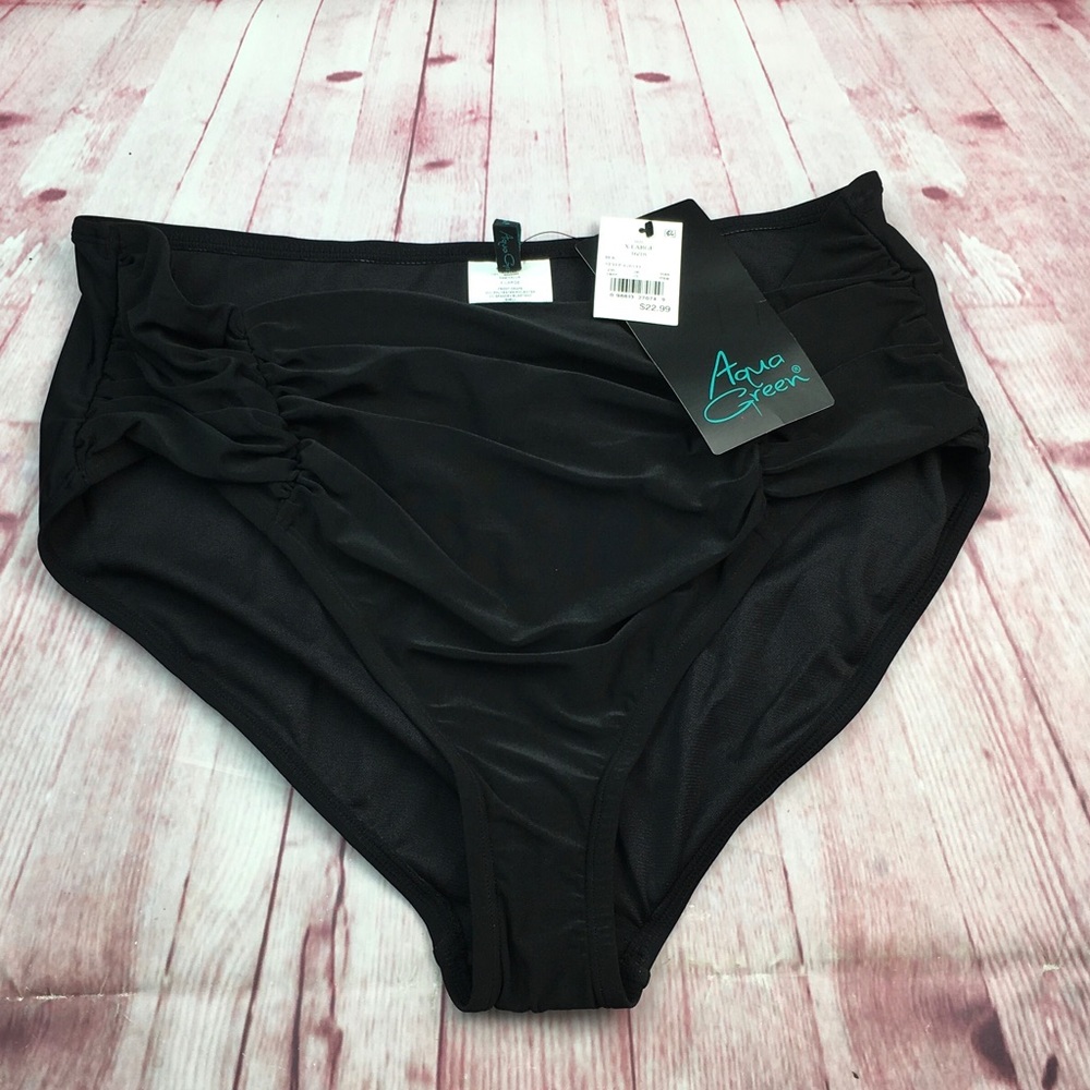 ➡️Aqua Green Black Ruched Draped Bikini Bottom Sizes M, L and XL Available